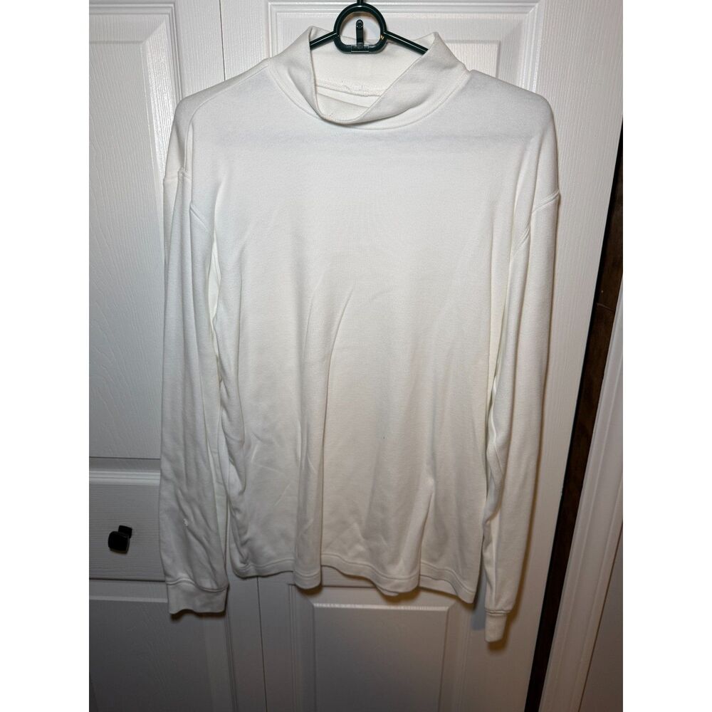 John Blair Men’s Medium Regular White Mock Neck Long Sleeve Shirt 1843